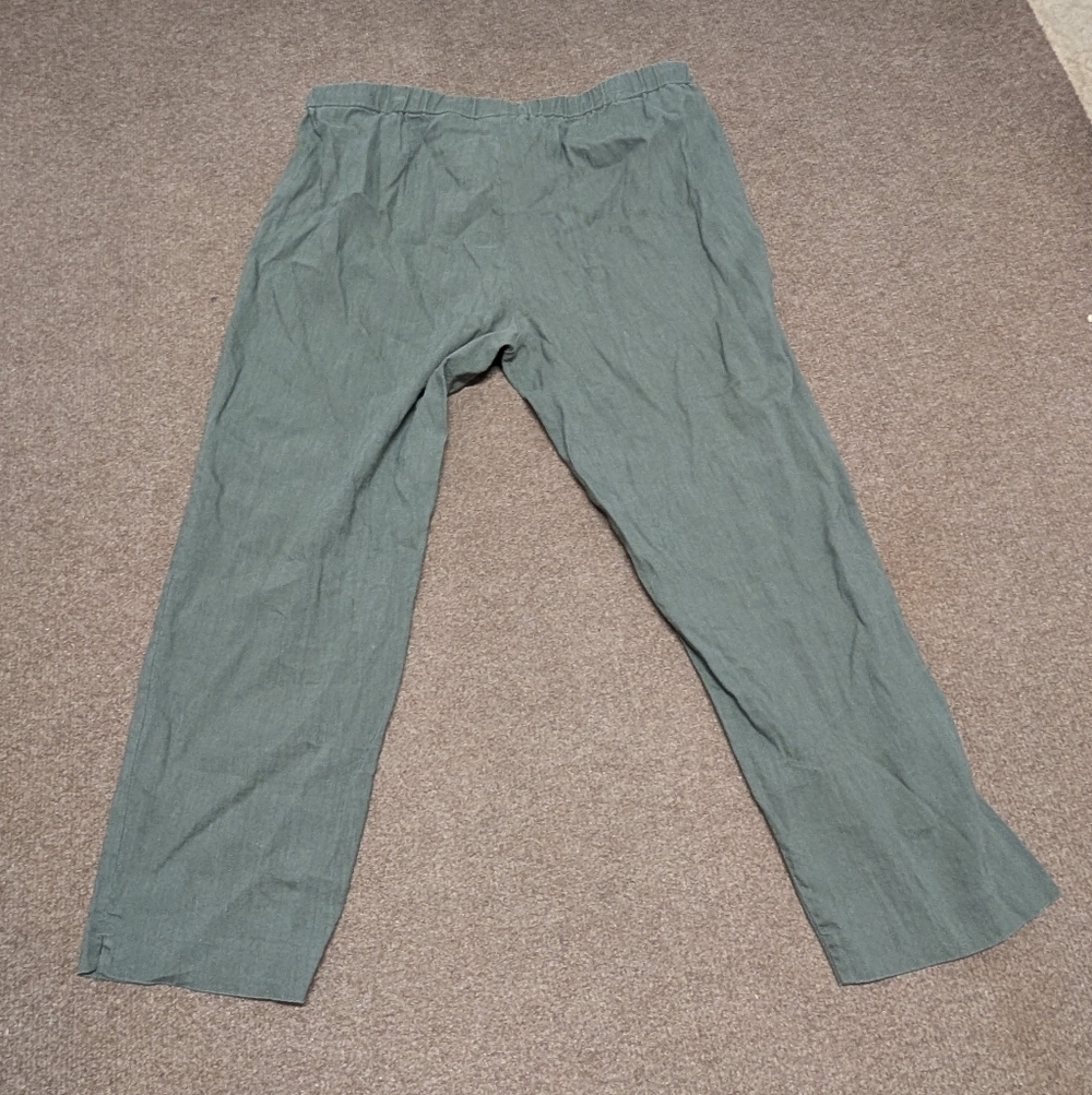 J. Jill Linen Stretch Green Casual Pants Women's Large Tall - Picture 2 of 7